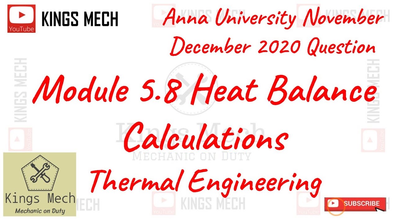 Module 5.8 Heat Balance Sheet Anna University November December 2020 question