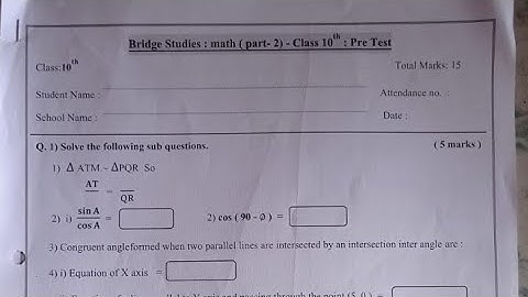 Bridge studies math part 2 standard 10th pre test ✍🏻✍🏻