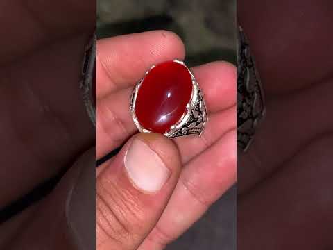 اليمن  خاتم عقيق احمر فضه