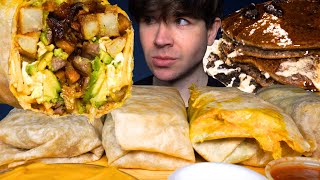 ASMR MUKBANG BREAKFAST BURRITOS, CHOCOLATE OREO PANCAKES FRENCH TOAST & More! | Which is Best?