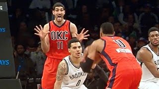 Kanter Lets Westbrook Know Hes Open Thunder Vs Nets January 24, 2016 Nba 2015 - 16 Season