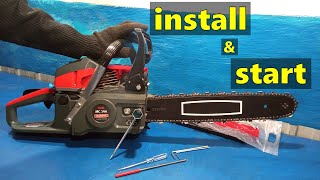 How to assemble and start gasoline chain saw