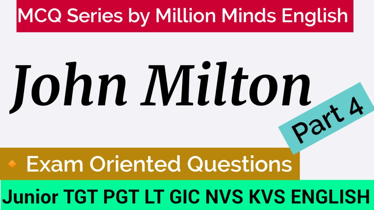 John Milton MCQs || John Milton Mcq Questions || Lecture 4 ||