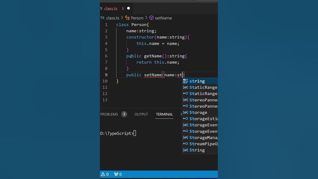 How To Create Getter & Setter Methods For A TypeScript Class - YouTube