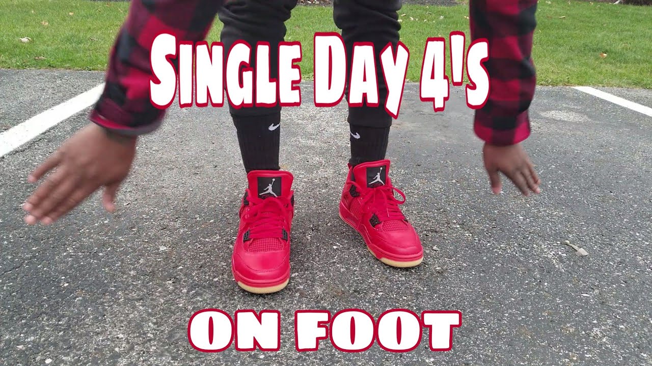jordan 4 singles day on feet