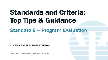 Standard E - Program Evaluation