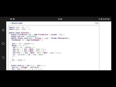 codeforces round #762 || squares and cubes || java code