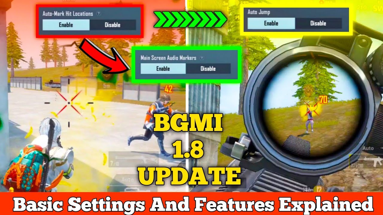 BGMI / PUBGM 1.8 UPDATE NEW BASICS & OTHER SETTINGS FULLY EXPLAINED IN HINDI | BGMI NEW UPDATE