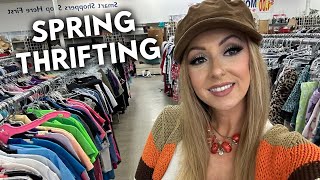 THRIFT WITH ME &amp; HAUL | SPRING OUTFITS AND SUNNY WEATHER WARDROBE PIECES