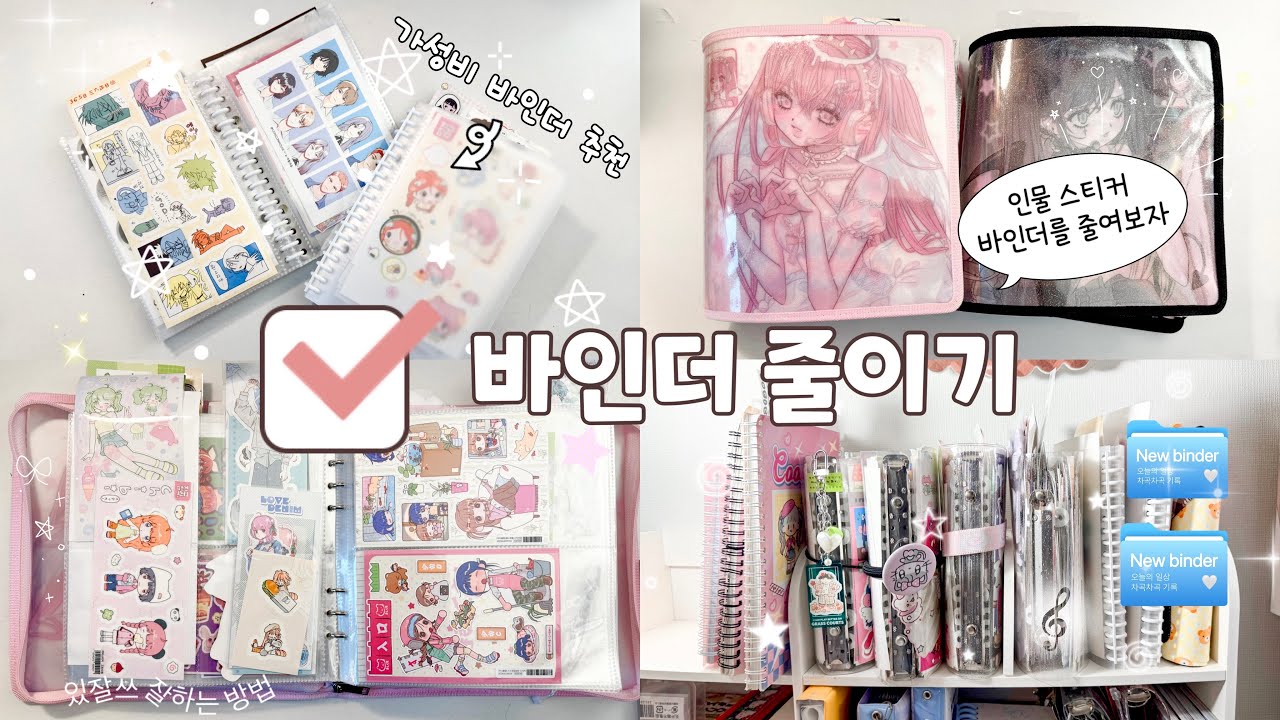 비우고 채우는 다꾸 일상˖ ˚⋆🎀 인물 스티커 바인더 줄이기 • 있잘쓰 하는 법⋆ ˚｡⋆🗃️ 가성비 바인더 추천 | 바인더정리