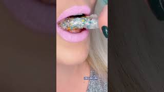 ASMR SOUNDS FROZEN CORN SYRUP WITH SPRINKLES & EDIBLE SILVER LEAF #foryou #youtubeshorts #fyp #short