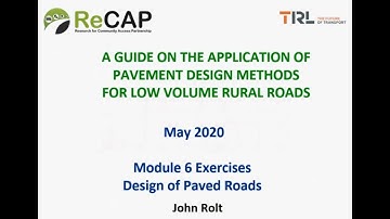 Rural Road Note 01: Module 6 - Exercises and Solutions