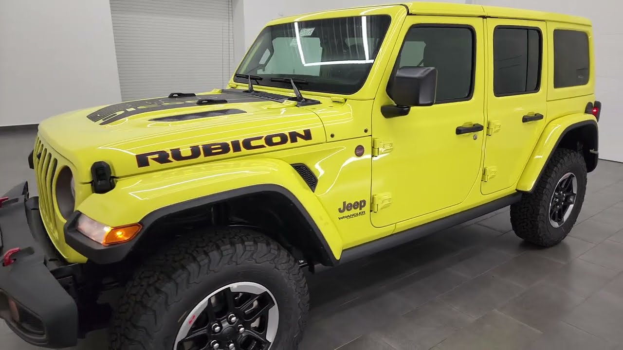 HIGH VELOCITY YELLOW! 2022 JEEP WRANGLER RUBICON 4 DOOR 1ST LOOK WALKAROUND  EXPRESS 22J115 SOLD! - YouTube