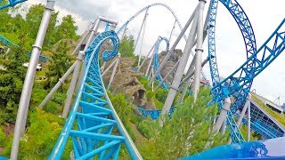 4K Blue Fire Roller Coaster Front Seat POV Europa Park Germany