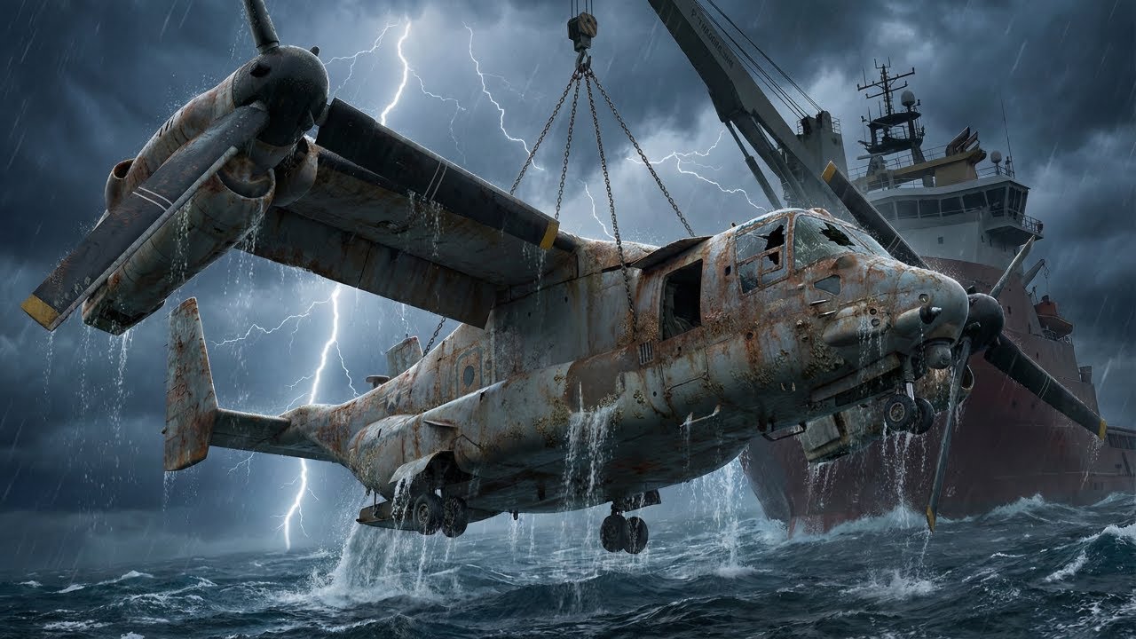 Подъем и реставрация потерянного самолета V-22 Osprey после многих лет, проведенных под водой.