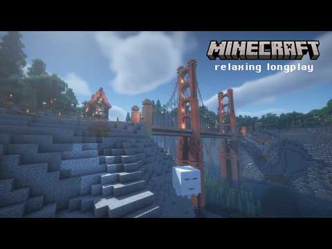 Relaxing Minecraft Longplay - Build a Cozy Cabin in the Redwood Forest with me