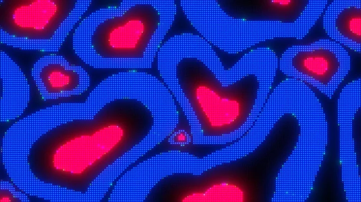 Warped Pink and Blue Y2k Neon LED Lights Heart Background || 1 Hour Looped HD