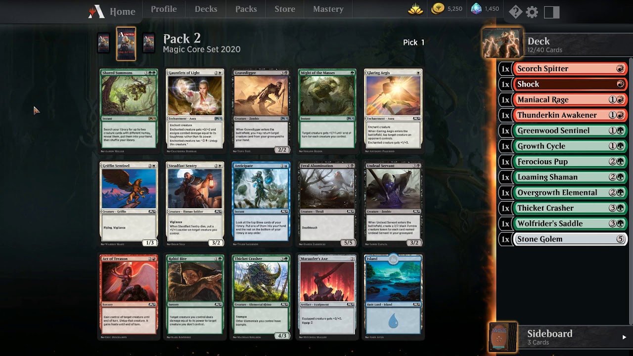 Magic Arena Core Set 2020 Ranked Draft 2 YouTube