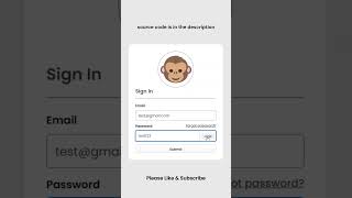 Cute Monkey Login UI 🐵👀 | Password Show Hide Animation (HTML CSS) #Shorts