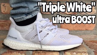 ultra boost 1.0 triple white on feet