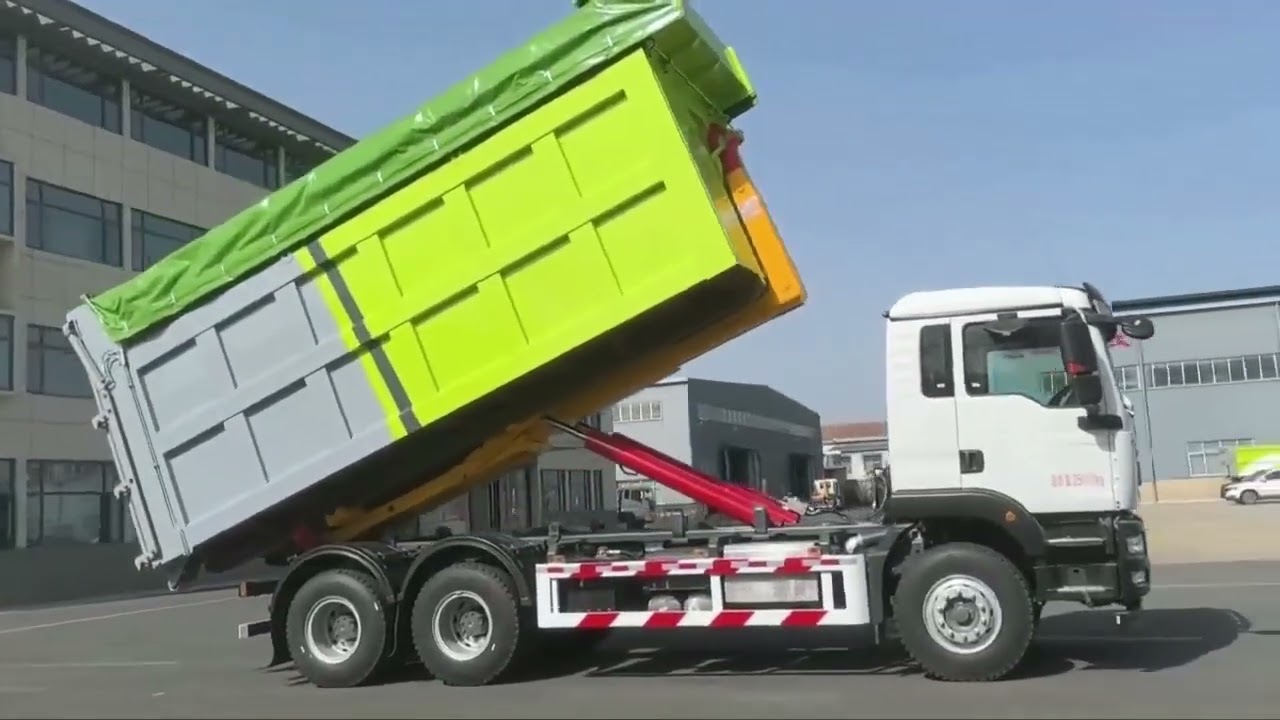 Sinotruk 6x4 New 12 Wheeler Hook Lift 30cbm Container Bin Rear Loader Garbage Truck 