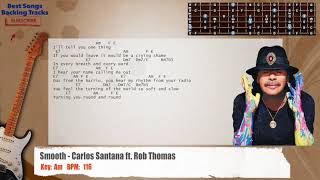 🎸 Smooth - Carlos Santana ft. Rob Thomas Guitar Backing Track with chords and lyrics chords