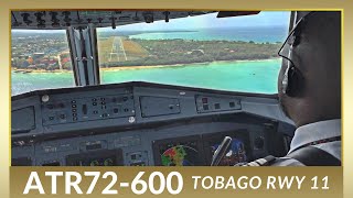 ATR 72 600 Landing in Gusty Winds TOBAGO! | COCKPIT VIEW