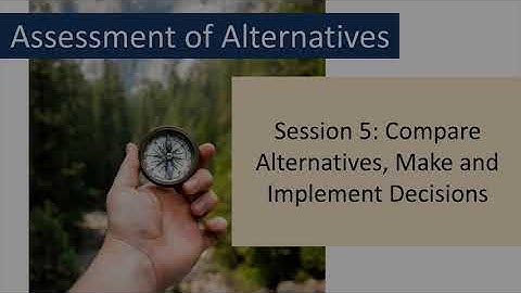 Training on analysis of alternatives: Session 5 - Making and implementing decisions