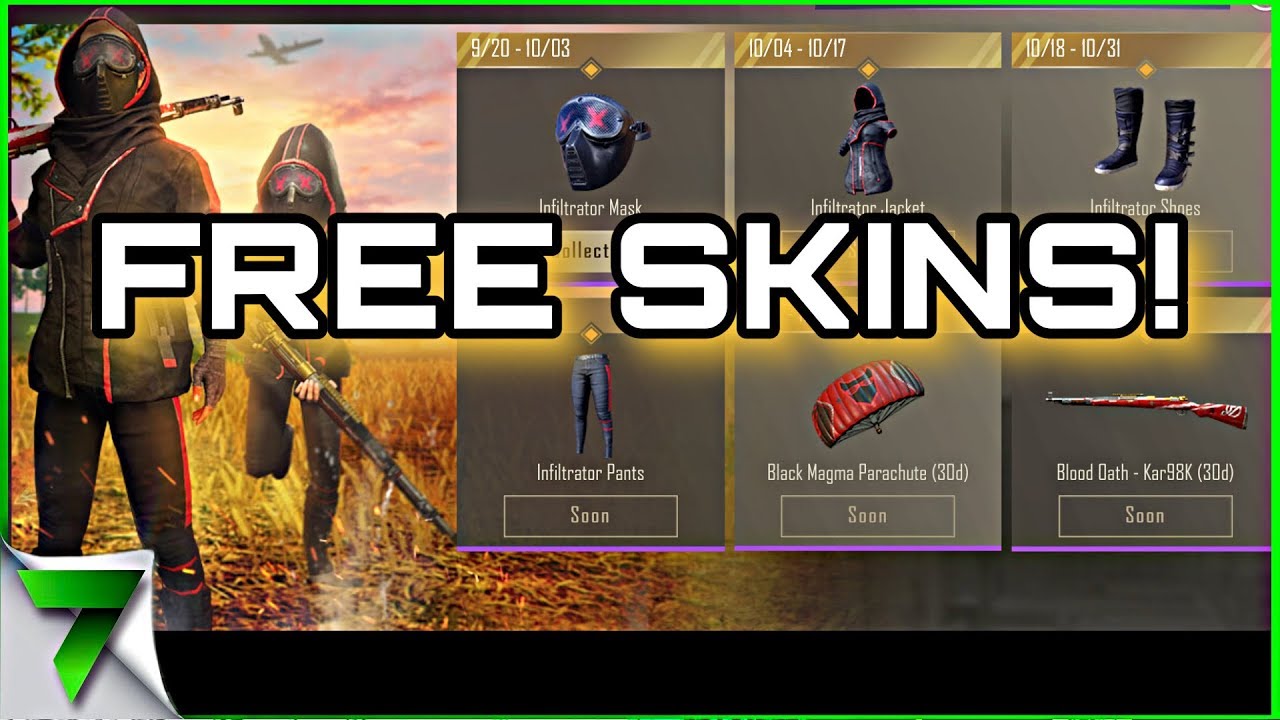 NEW FREE SKINS IN PUBG MOBILE! HOW TO GET FREE SKINS PUBGM - 