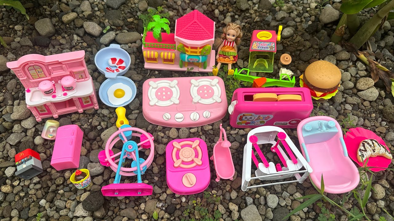 Menemukan Mainan Masak Masakan Warna Pink, Kitchen Cooking Toys, Kompor, Rumah Pink, Barbie Doll dll
