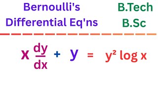 x dy/dx   y = y² log x #bernoullisdifferentialequation #btech #bsc @EliteAcademyIndia-EAI