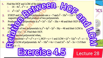 LCM and HCFClass 9 Exercise 4.5 NBF Maths Ex 4.5 Class 9th federal board FBISE Math NBF