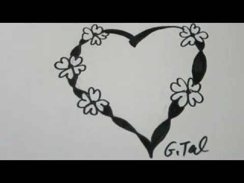 Download Draw A Heart With Flowers And Twisted Ribbon Youtube