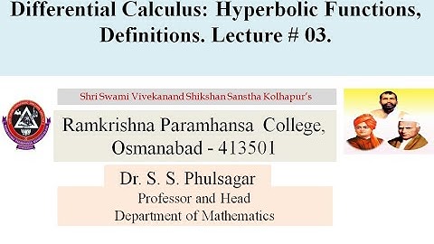 Differential Calculus: Hyperbolic Functions, Definitions.Lect. 3