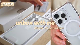Unboxing iPhone 15 Pro  (White Titanium) | asmr, no talking