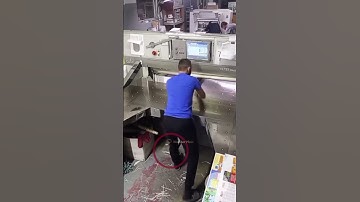 FINGER under Paper CUTTER !? #facts #dangerous #safety #workers #factory #satisfying #amazing