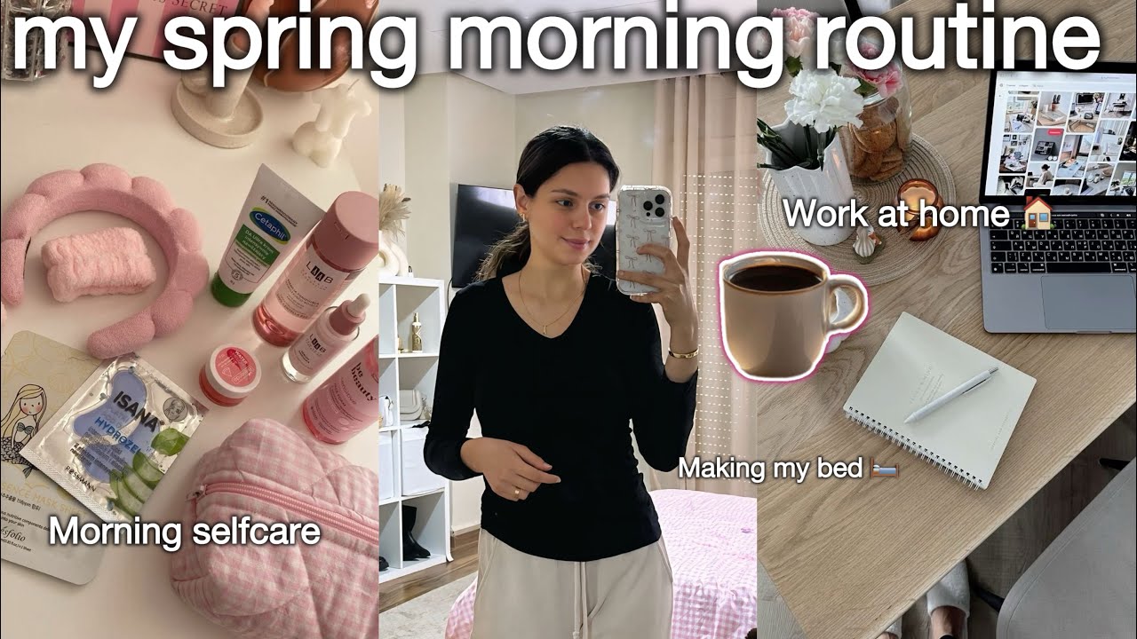 my SPRING morning routine 🌺🍳| روتيني كل صباح فوقت الخدمة 💻🏠