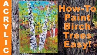 How to Paint Birch Trees Quickly with Acrylics & a Palette Knife!