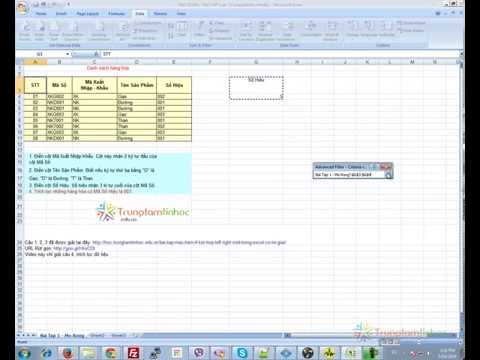 Video Bài tập mẫu về Rút trích dữ liệu trong EXCEL (cơ bản) - youtube