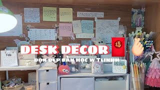 DESK DECOR🧧🫰🏻|| Dọn dẹp bàn học cùnggg tuii hongg 🐾💗🎉#xuhuong #xuhuong #viral #like #youtube