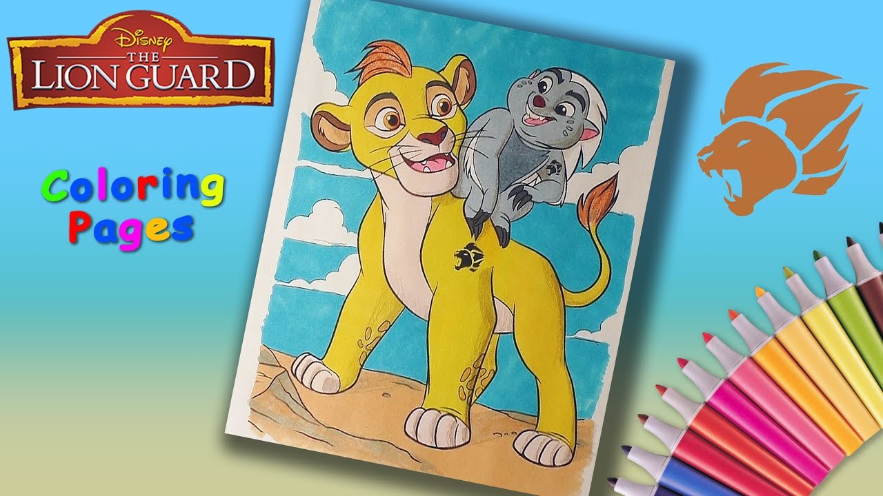 The Lion Guard Coloring Book Page Kion And Bunga Coloring For Kids Youtube
