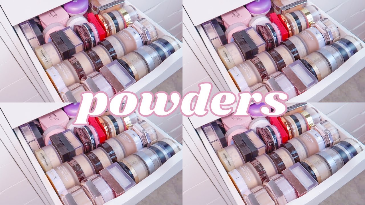 GOING THROUGH ALL OF MY POWDERS! declutter, organization & more!