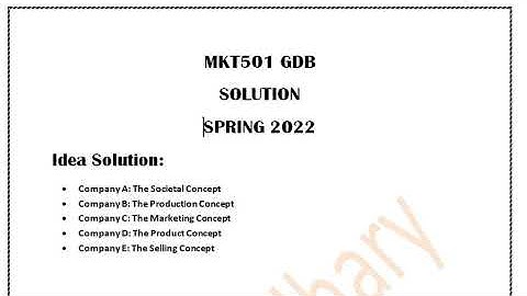 MKT 501 GDB Solution 2022