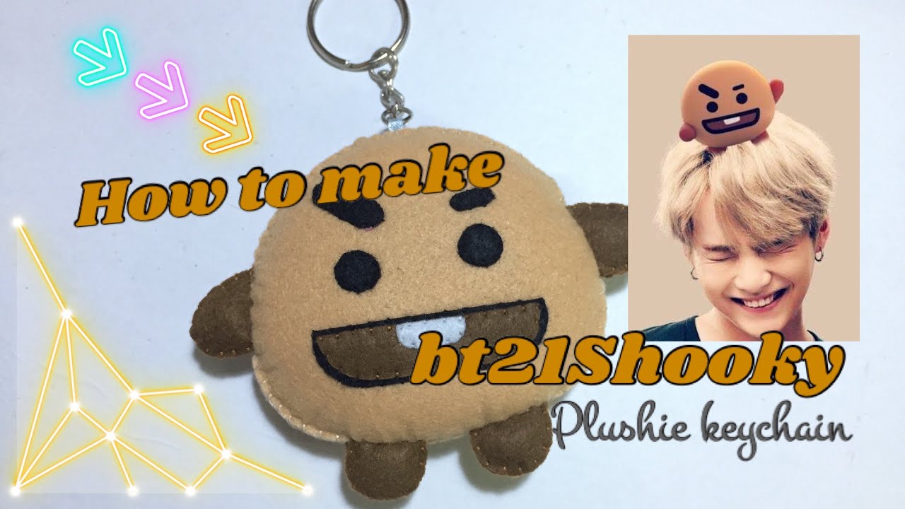 BTS, bt21Shooky, Plushie keychain, how to make, felt craft, felt cloth