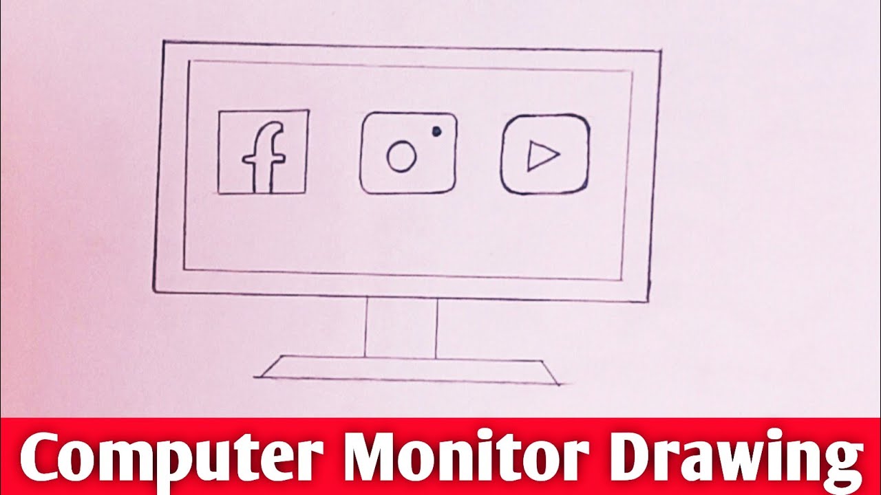 how to draw monitor step by step monitor drawing computer monitor