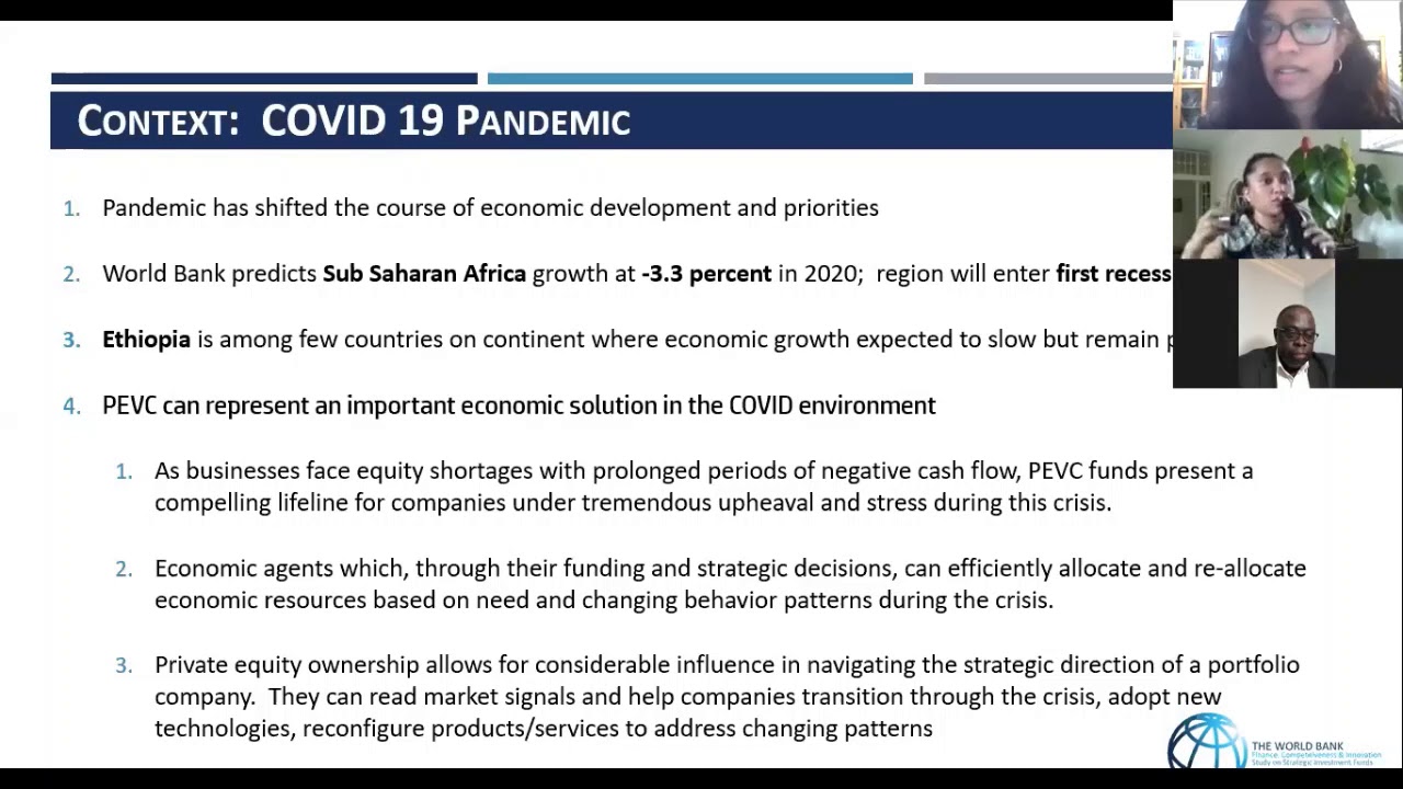 Still from IFC / World Bank Virtual Launch of 'Private Equity & Venture Capital in Ethiopia' Assessment Report