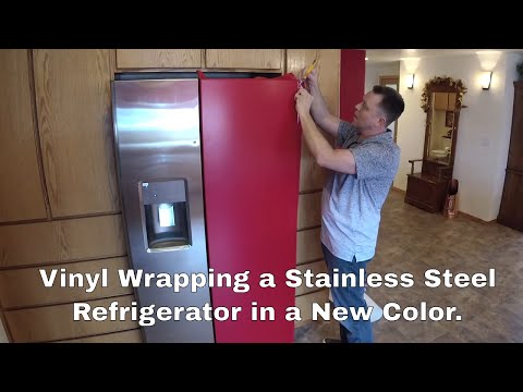 Vinyl Wrapping a Stainless Steel Refrigerator in a New Color
