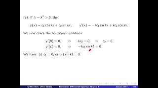 V8-11: Eigenvalue problems example with Neumann Boundary Conditions; Elementary Differential eqns