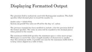 Displaying Formatted Output