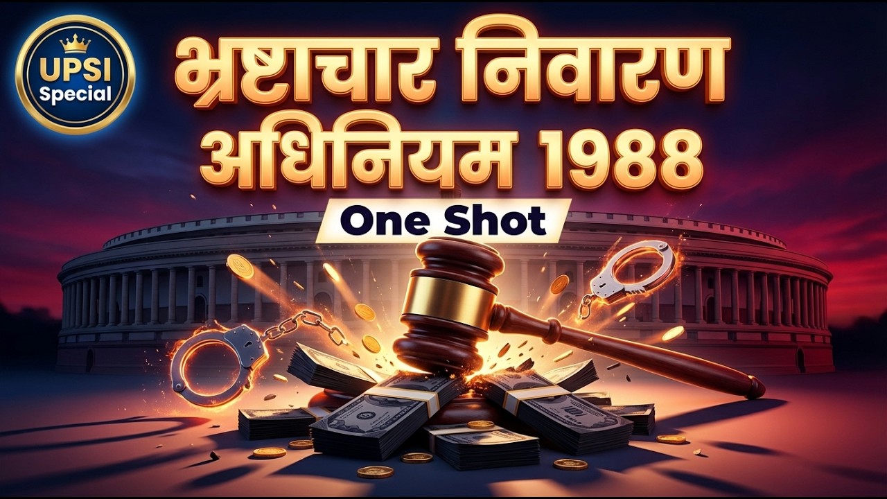 भ्रष्टाचार निवारण अधिनियम 1988 | Prevention of Corruption Act 1988 One Shot | UP Police UPSI Special